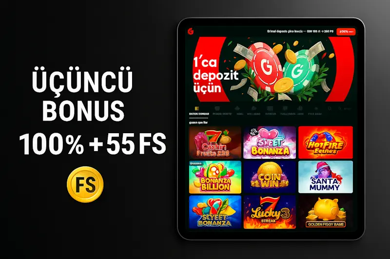 bonus 100% + 55 FS